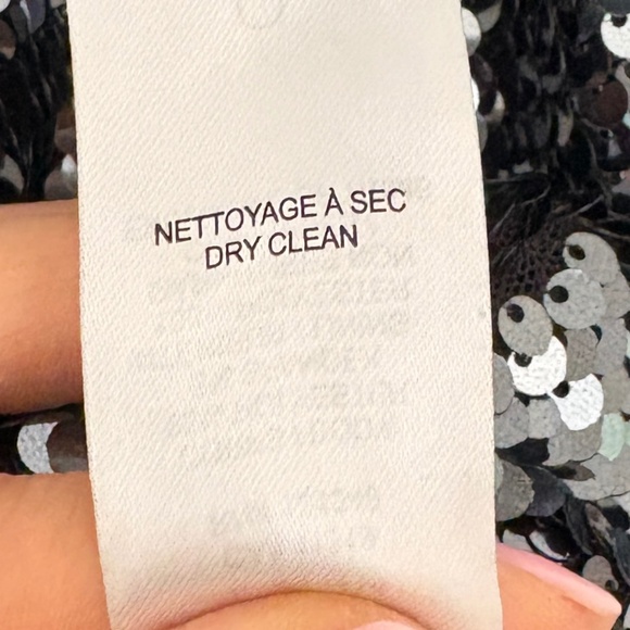 Dynamite Sequin Crop Top Long Sleeves Black Silver Size M - Picture 8 of 9